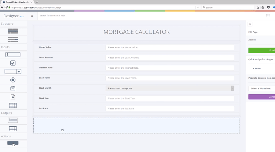 Creating a Mortgage Calculator with the Designer