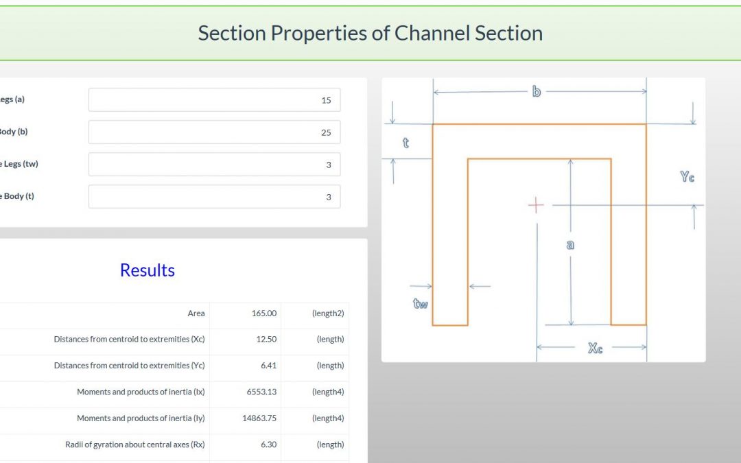 Section Properties Calculator - Channel Section