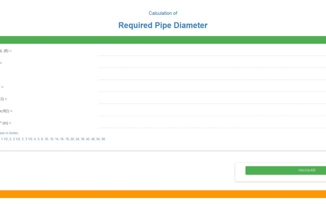 Calculation of required pipe diameter for pipe flow